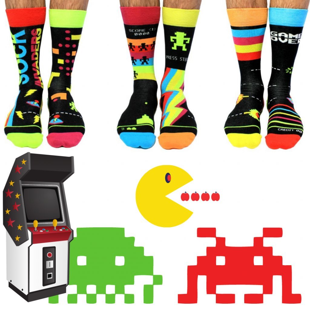 vesele ponozky panske pro gamery socks invanders united oddsocks