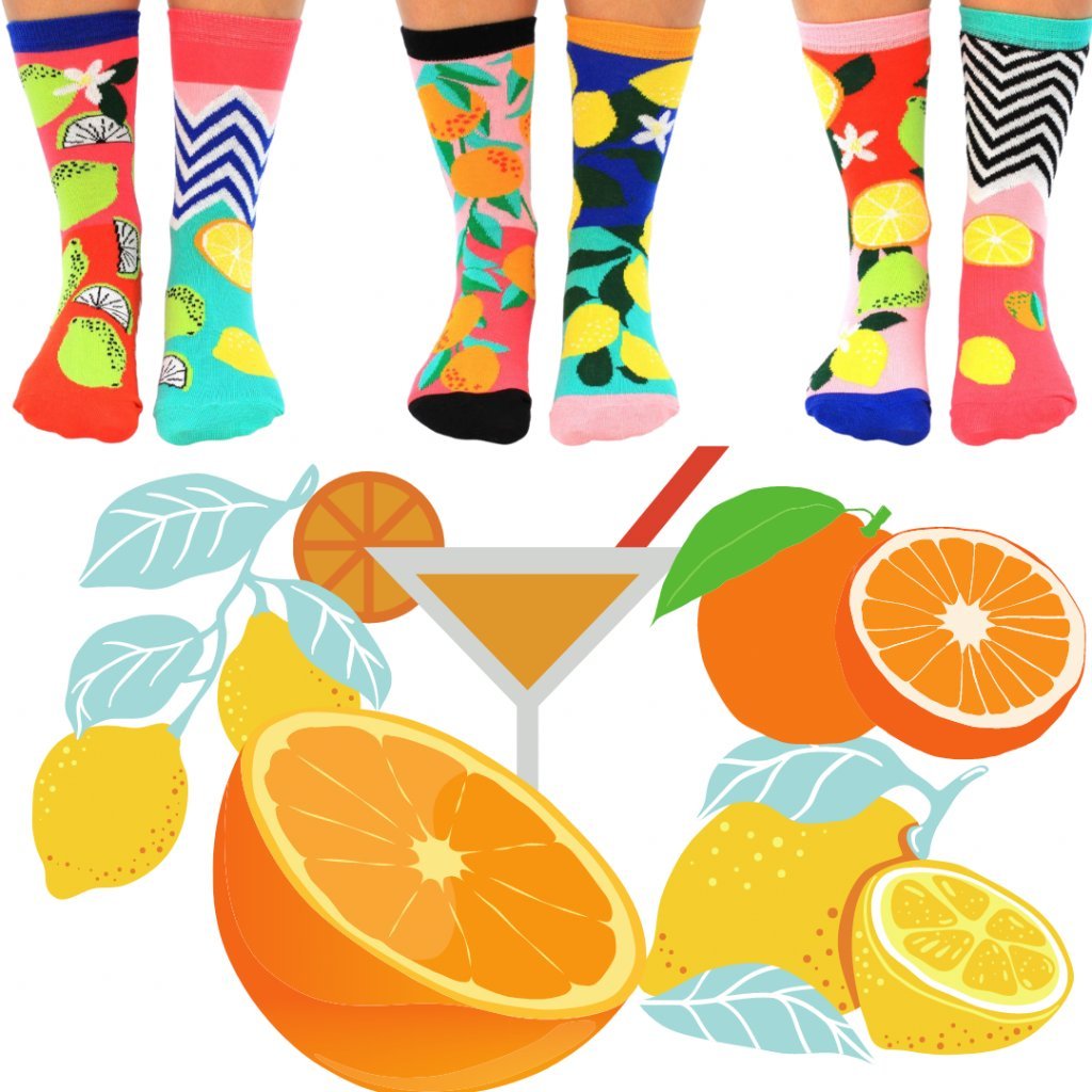 Dámske veselé ponožky s pomerancem a citrusem Freshly Squeezed United OddSocks