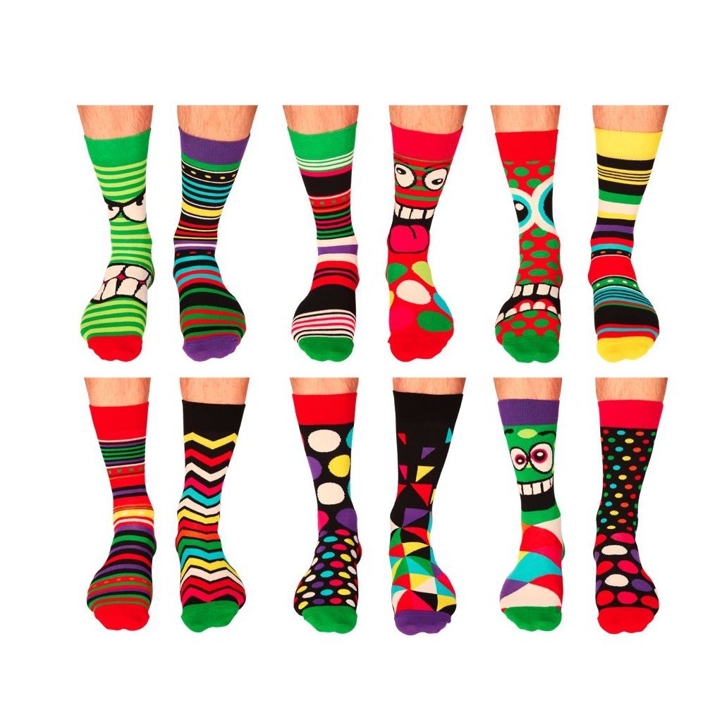 Barvy a vzory veselých pánskych ponožek United OddSocks Very OddSocks Christmas 