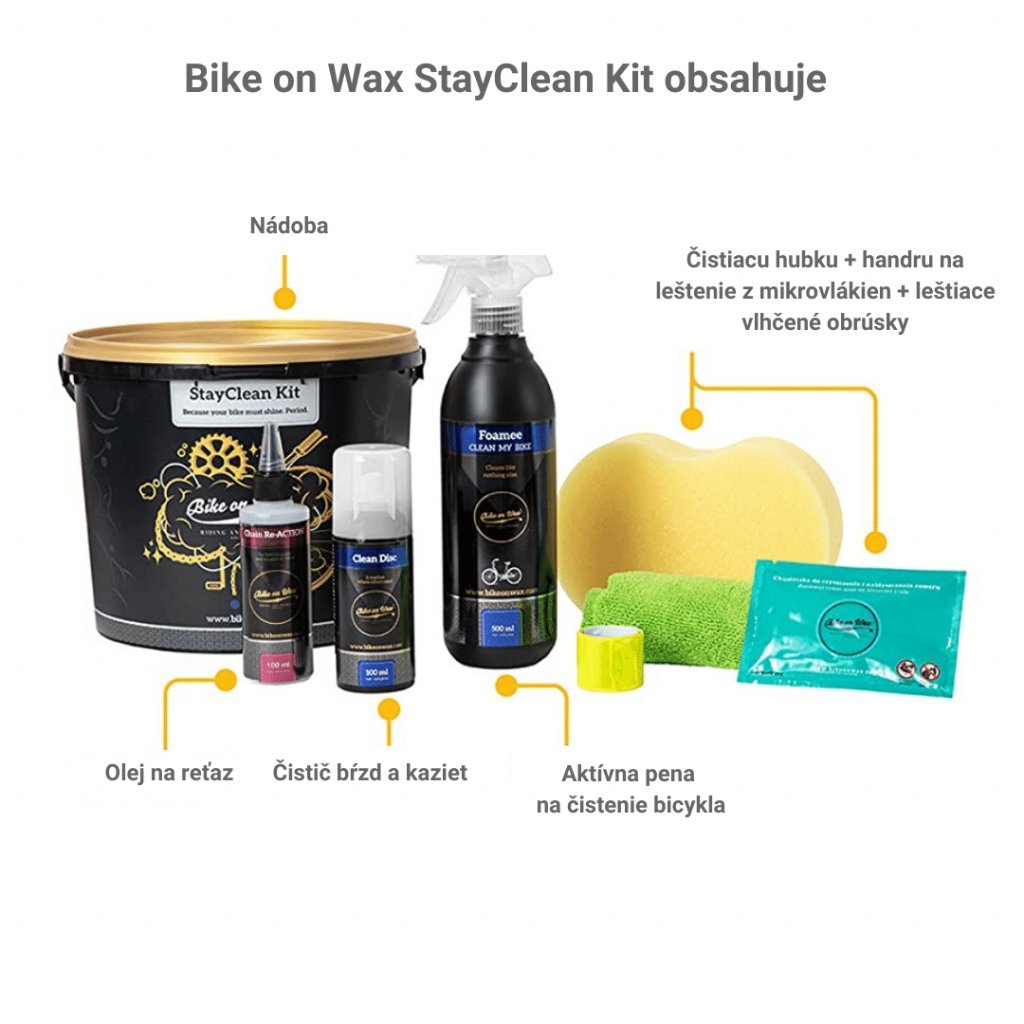 Obsah na čištení kola Bike On Wax Stay Clean Kit